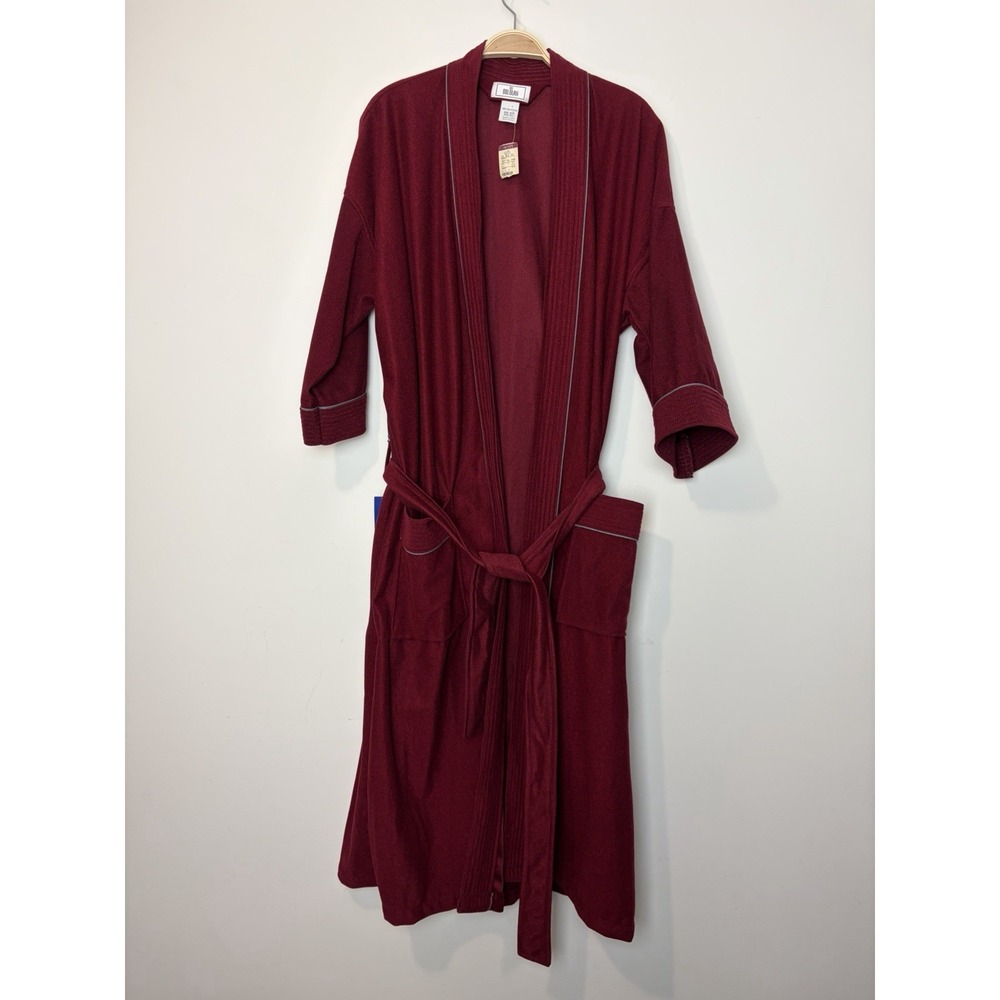 Vintage Bill Blass Robe Burgundy Red Velour Piping Pockets One Size Fits All NWT